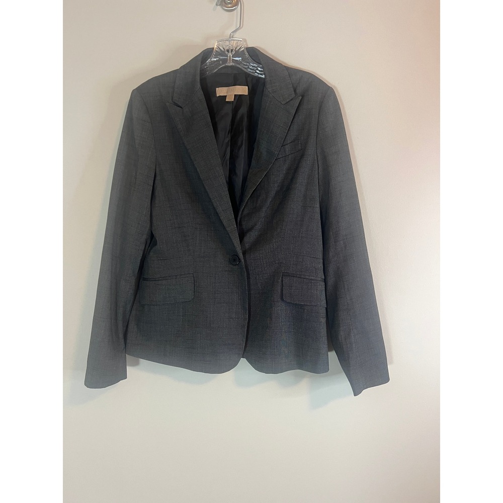 New York & Co Womens Gray Stretch Single Button Blazer Jacket Size 10 CN090109